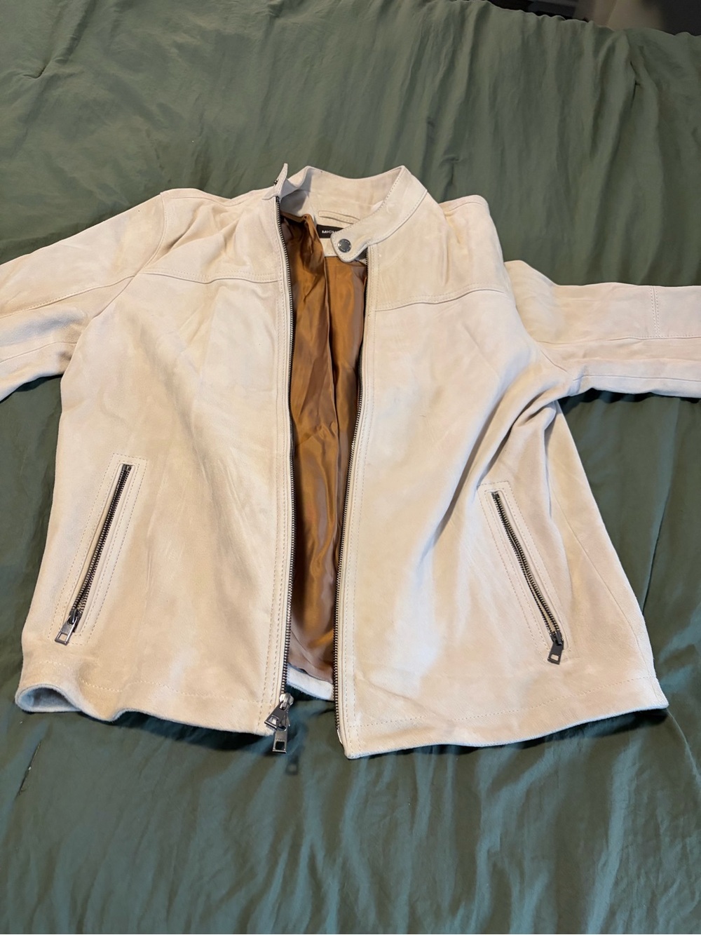 Michael Kors Light Beige Suede Zip Jacket